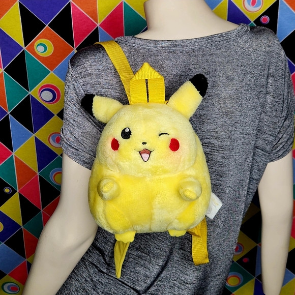 Pokemon Other - 90s Vintage Pokemon Winking Pikachu Mini Plush Backpack